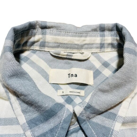 TNA Flannel Plaid Button Down Shirt Blue White Small Cabincore - Picture 3 of 6